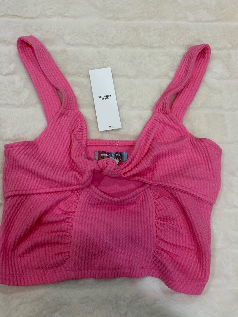 Urban Outfitters Pink Ribbed Cutout Bralette